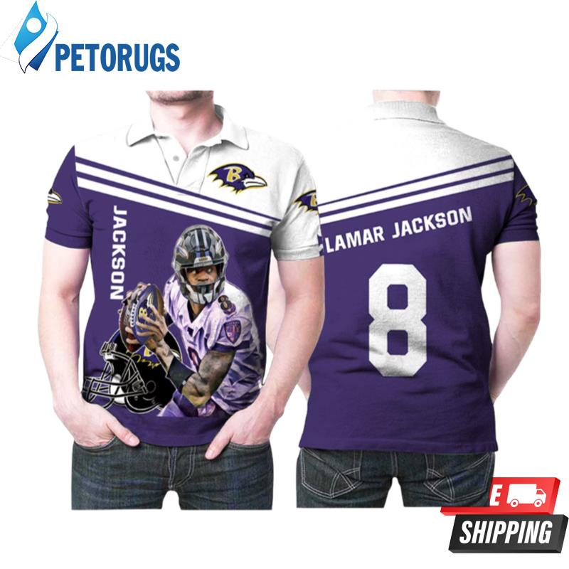 Baltimore Ravens Lamar Jackson 8 Legend Player Nfl American Football Designed Allover Baltimore Fans Lamar Jackson Lovers Polo Shirts