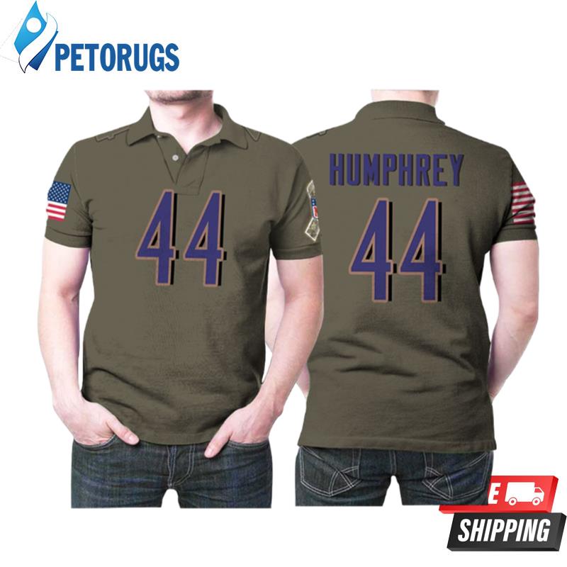 Baltimore Ravens Marlon Humphrey #44 Nfl Deion Sanders Salute To Service Retired Player Olive Gift For Baltimore Fans Polo Shirts