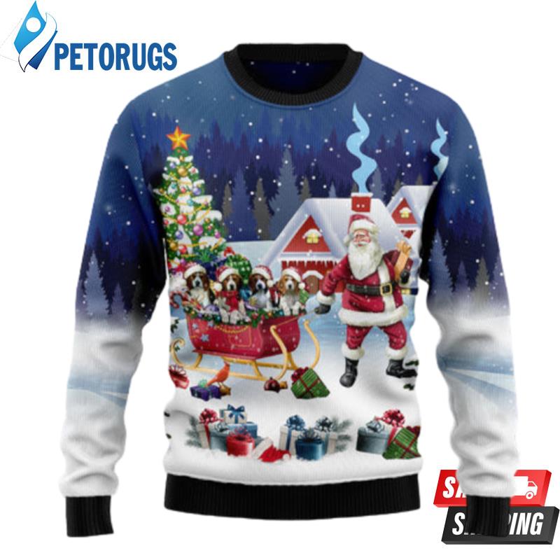 Beagle Santa Sled Ugly Christmas Sweaters