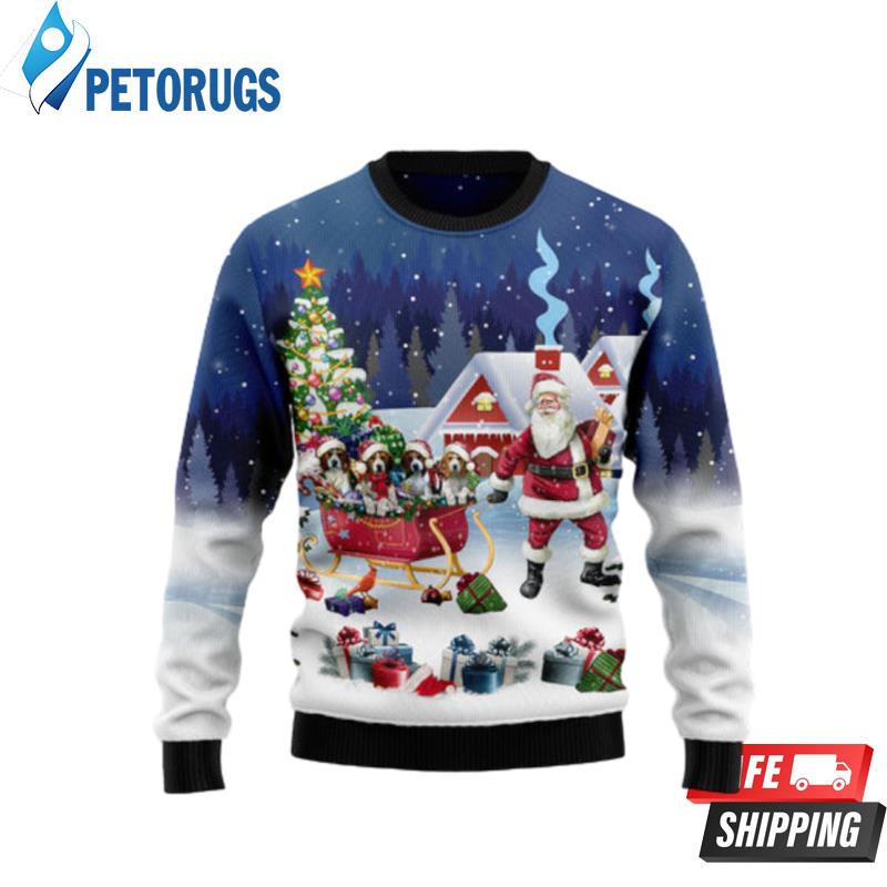 Beagle Santa Sled Ugly Christmas Sweaters