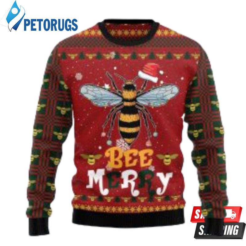 Bee Merry Ugly Christmas Sweater For Men & Women Ugly Christmas Sweaters