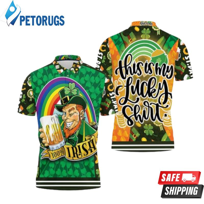 Beer Drinking Leprechaun Saint Patrick Day This Is My Lucky Polo Shirts