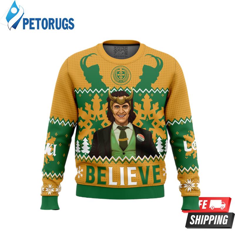 Believe Loki Marvel Ugly Christmas Sweaters