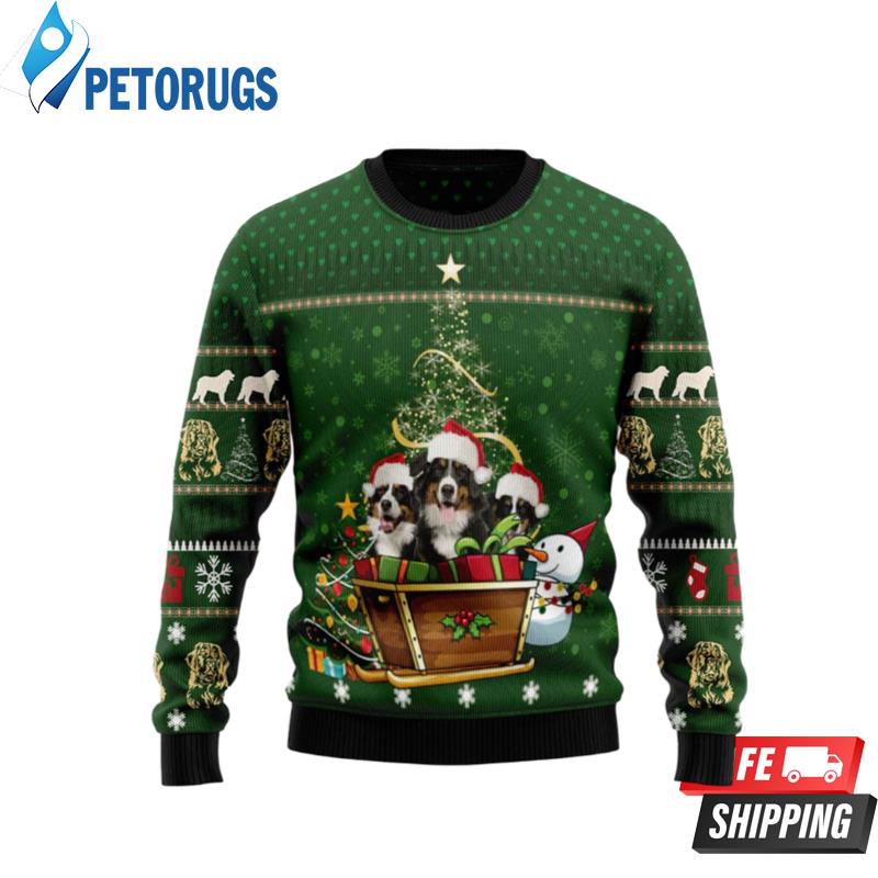 Bernese Mountain Dog Family Ugly Christmas Sweaters