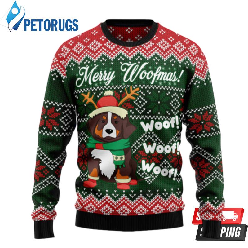Bernese Mountain Dog Woofmas Ugly Christmas Sweaters