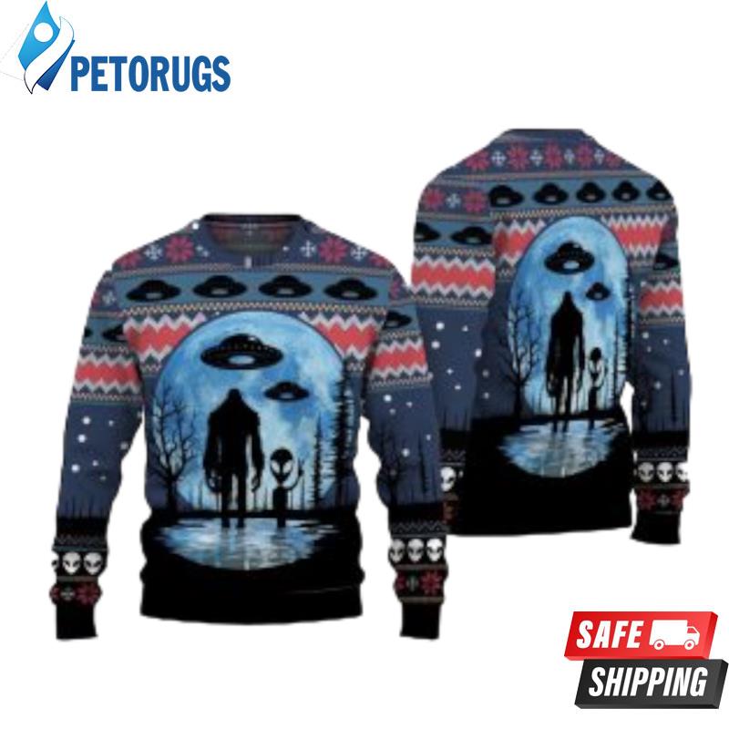 Bigfoot Alien Ufo Ugly Christmas Sweaters