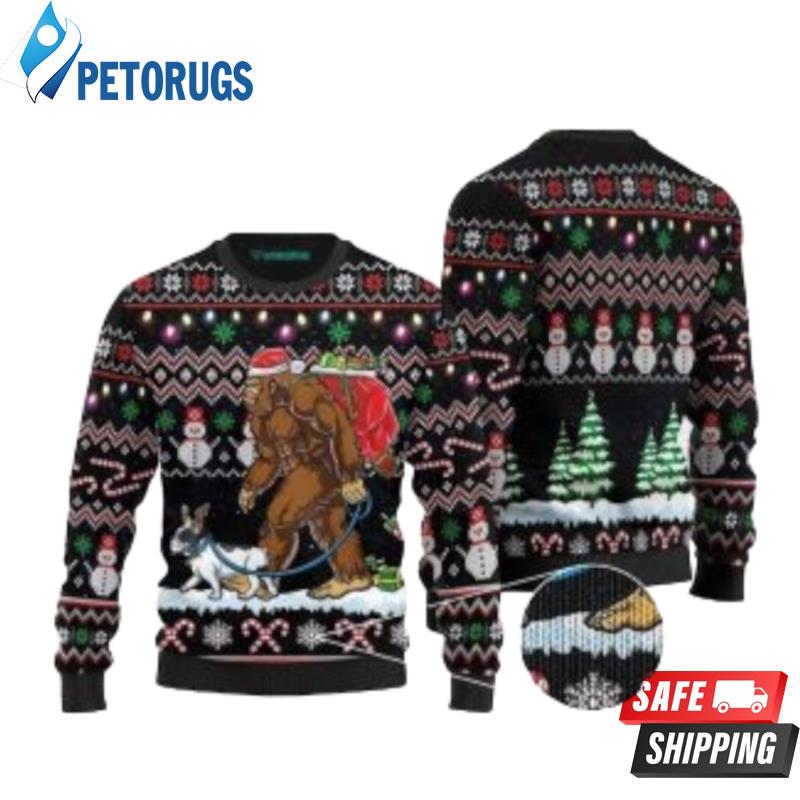 Bigfoot French Bulldog Sasquatchmas Ugly Christmas Sweaters