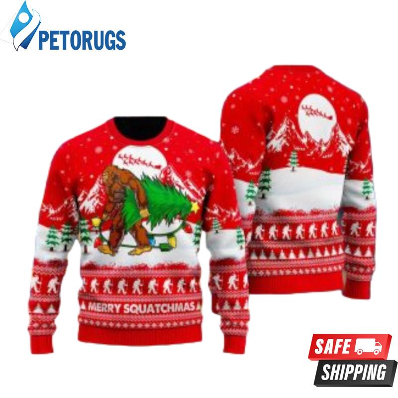 Bigfoot Mery Squatchmas Ugly Christmas Sweaters