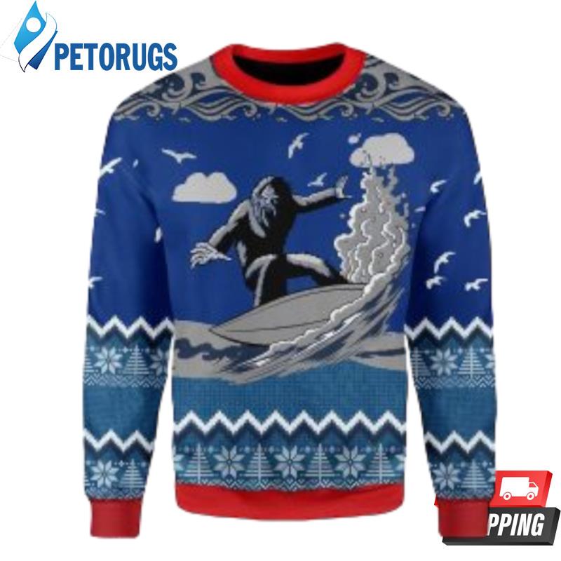 Bigfoot Surfing Ugly Christmas Sweaters