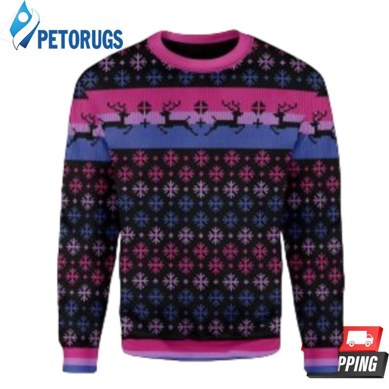 Bisexual Pride Flag Ugly Christmas Sweaters