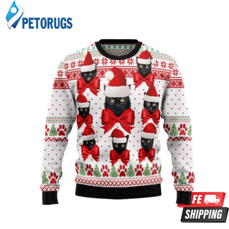 Black Cat Ball Ugly Christmas Sweaters