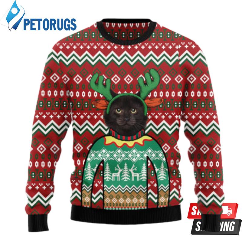 Black Cat Christmas Awesome Ugly Christmas Sweaters
