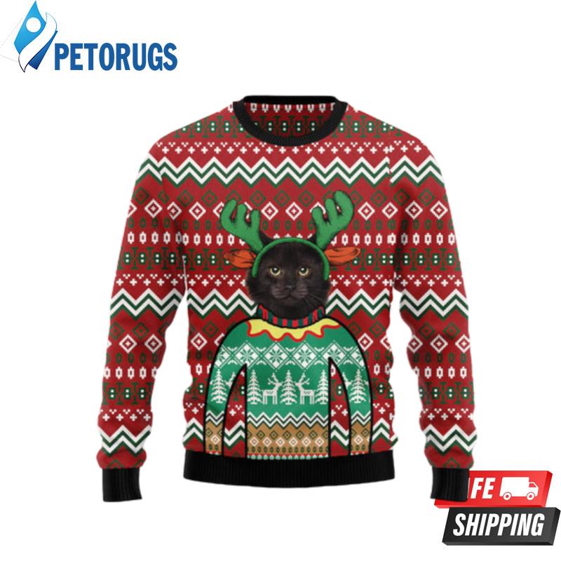 Black Cat Christmas Awesome Ugly Christmas Sweaters