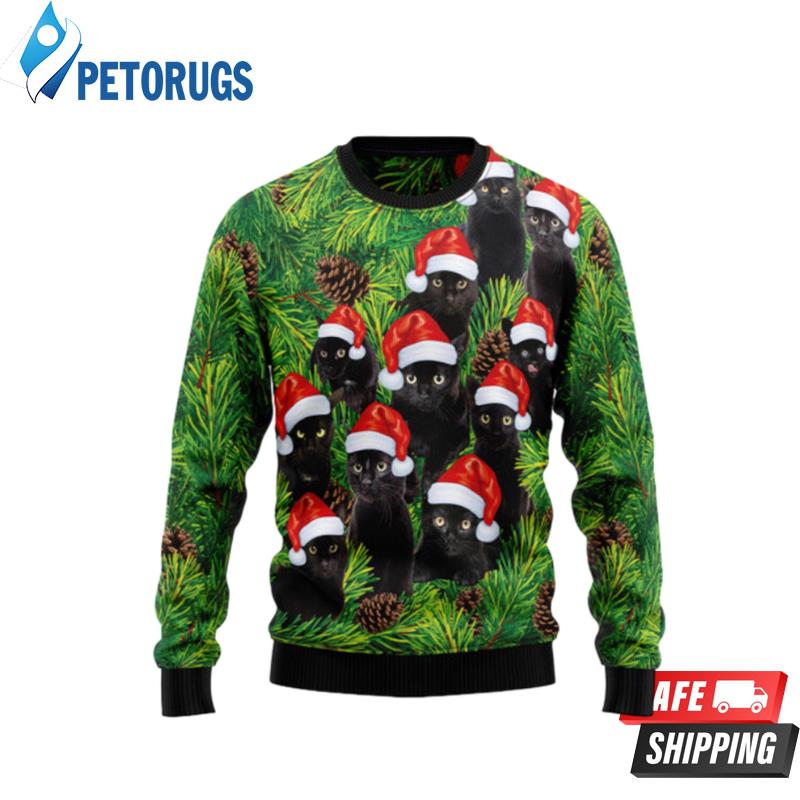 Black Cat Christmas Tree 2 Ugly Christmas Sweaters