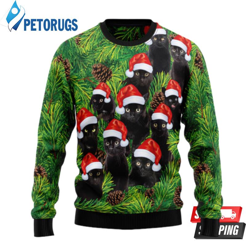 Black Cat Christmas Tree TG5116 Ugly Christmas Sweater Ugly Christmas Sweaters