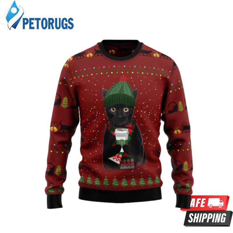 Black Cat Coffee Ugly Christmas Sweaters