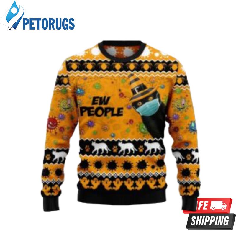 Black Cat Ew People Ugly Christmas Sweaters