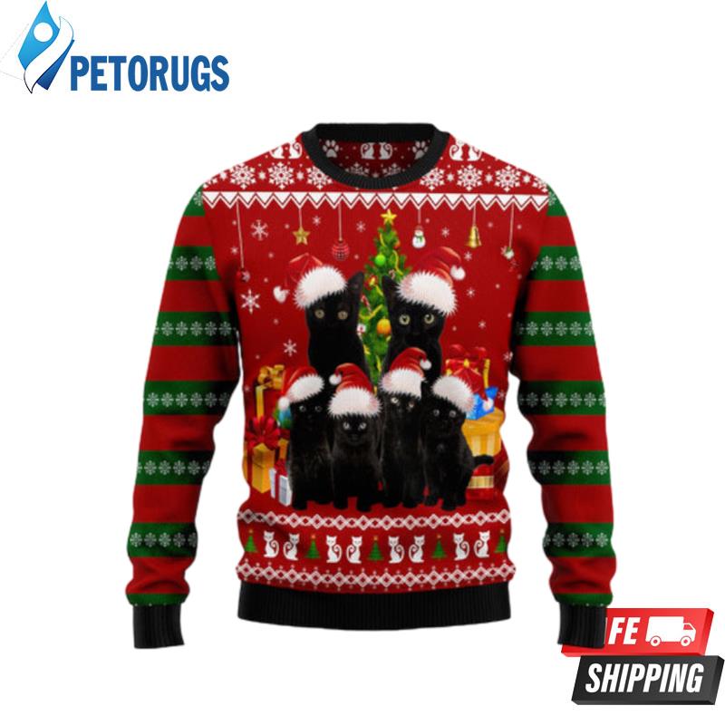 Black Cat Family Christmas Ugly Christmas Sweaters