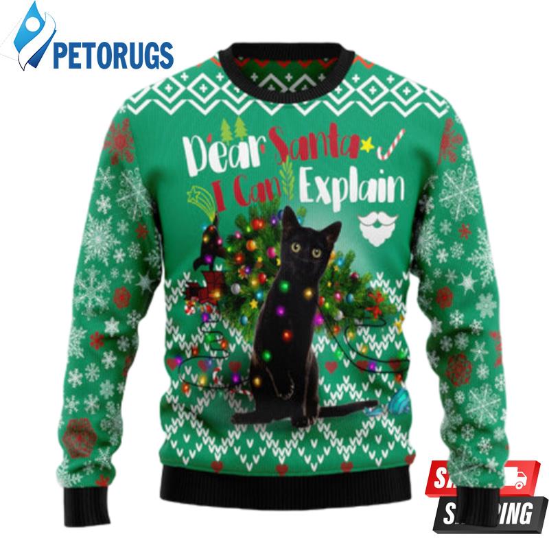 Black Cat I Can Explain Christmas Ugly Christmas Sweaters