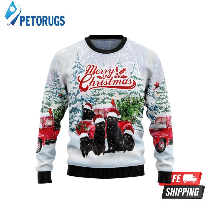 Black Cat Meowy Christmas Ugly Christmas Sweaters