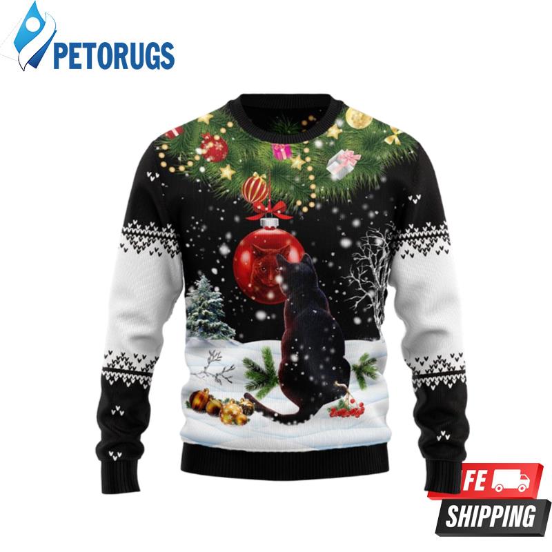 Black Cat Merry Christmas Ugly Christmas Sweaters