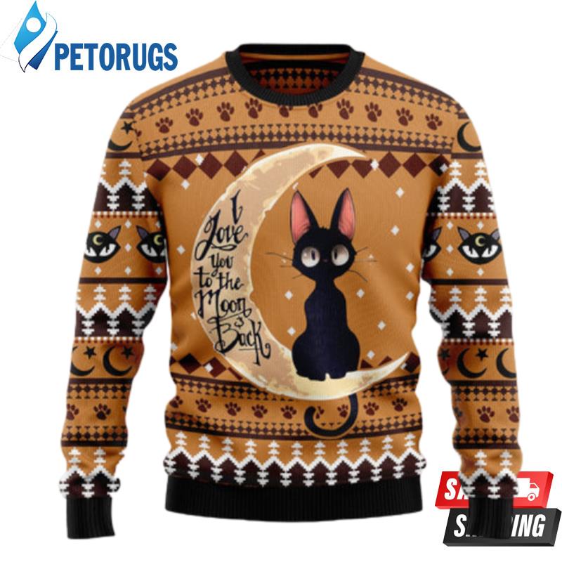 Black Cat Moon And Back Ugly Christmas Sweaters