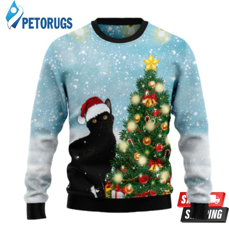 Black Cat Noel Tree Ugly Christmas Sweaters