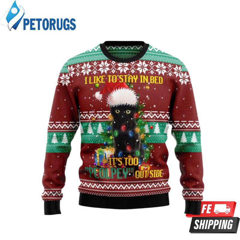 Black Cat Old Man Ugly Christmas Sweaters
