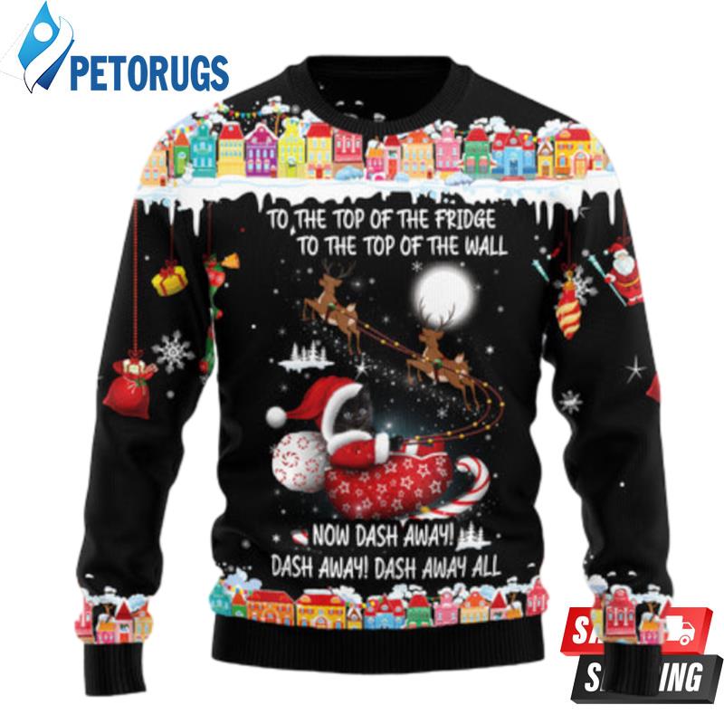 Black Cat Sleigh Christmas Ugly Christmas Sweaters