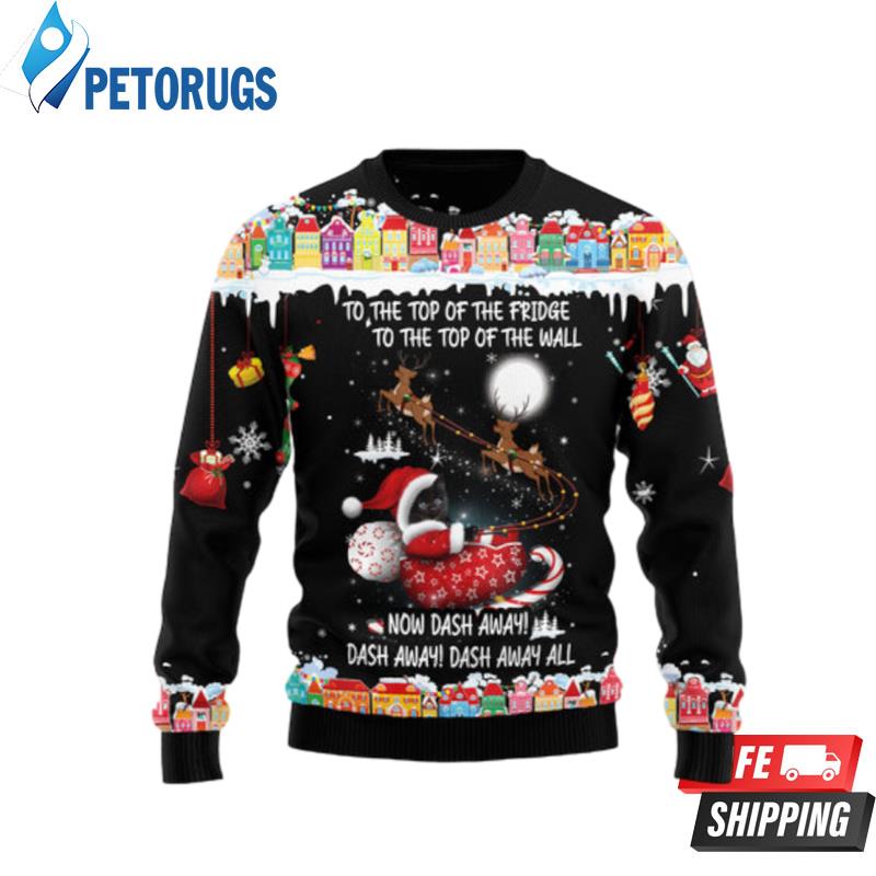 Black Cat Sleigh Christmas Ugly Christmas Sweaters