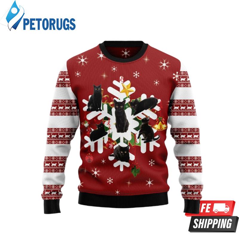 Black Cat Snow Ugly Christmas Sweaters