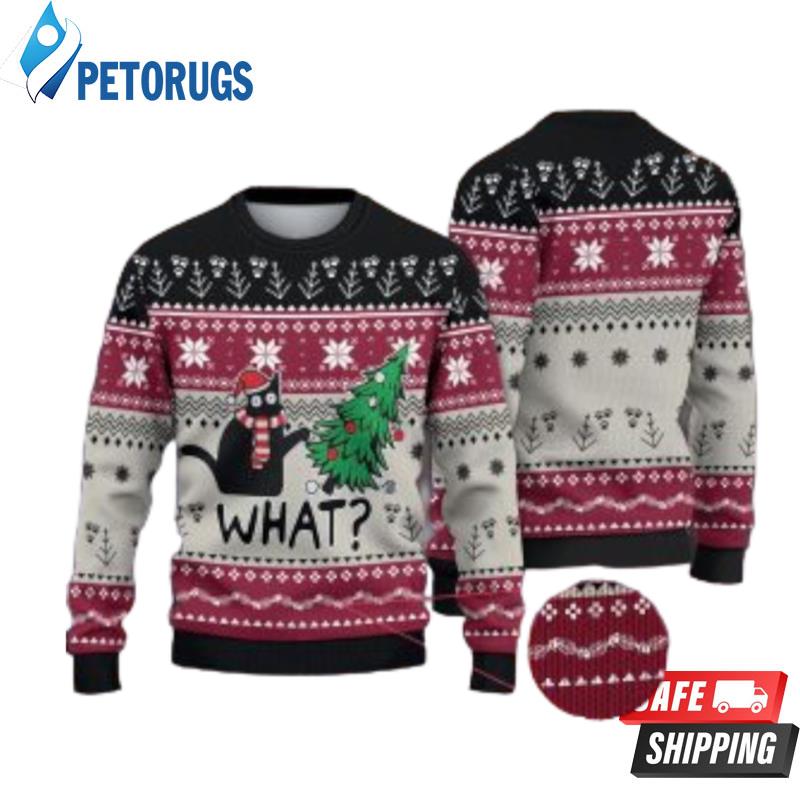 Black Cat What Ugly Christmas Sweater Ugly Christmas Sweaters