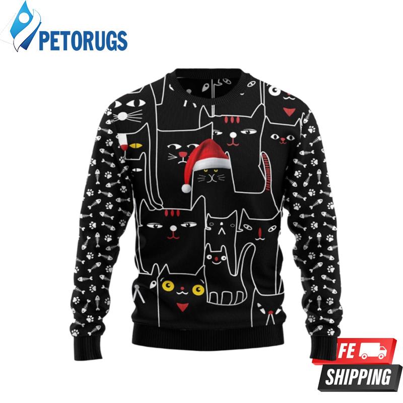 Black Cat What Ugly Christmas Sweaters