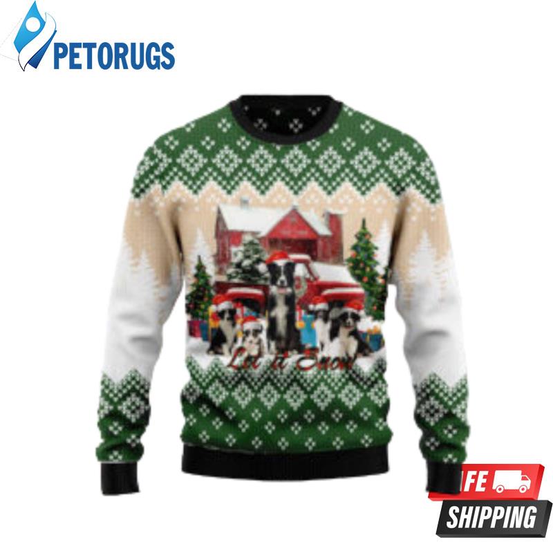 Border Collie Let It Snow Dog Ugly Christmas Sweaters