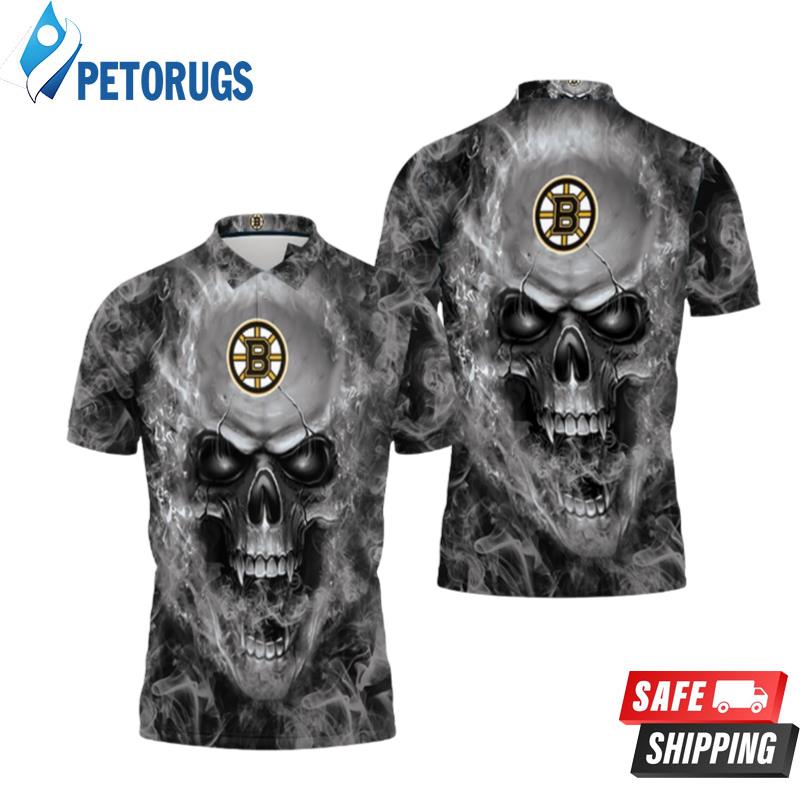Boston Bruins Nhl Fans Skull Polo Shirts