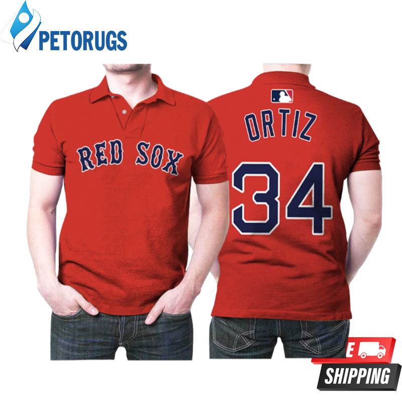 Boston Red Sox David Ortiz #34 Great Player Mlb Baseball Team Red Vintage For Boston Fans Polo Shirts
