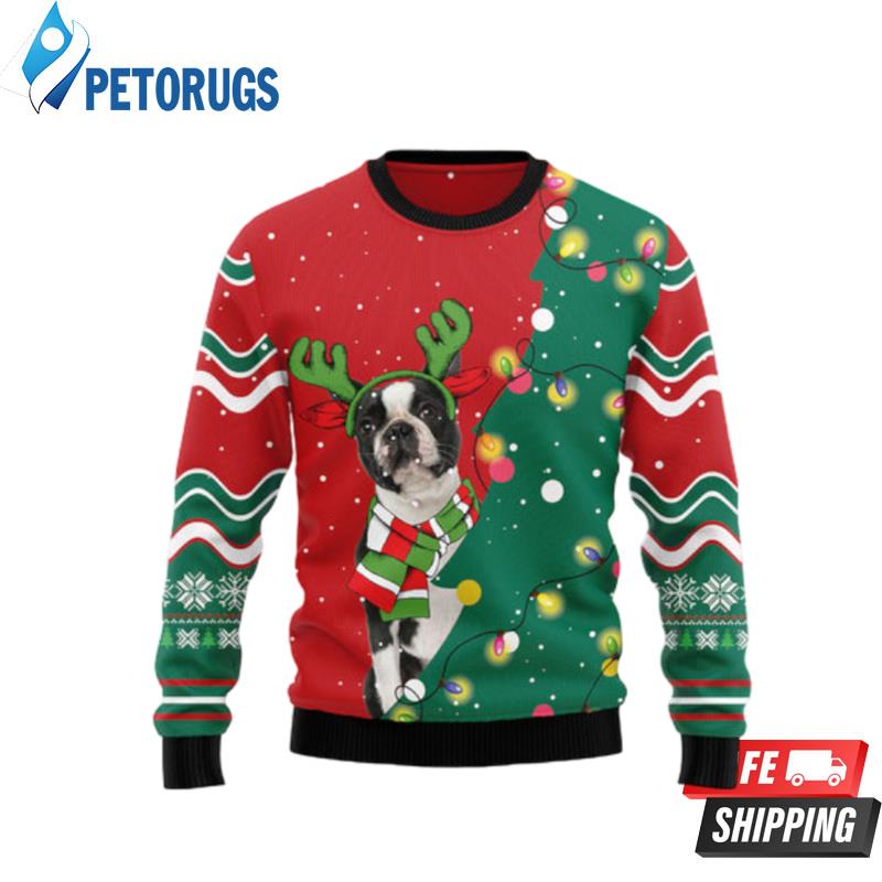 Boston Terrier Christmas Tree Ugly Christmas Sweaters