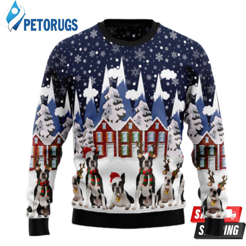 Boston Terrier Family Ugly Christmas Sweaters