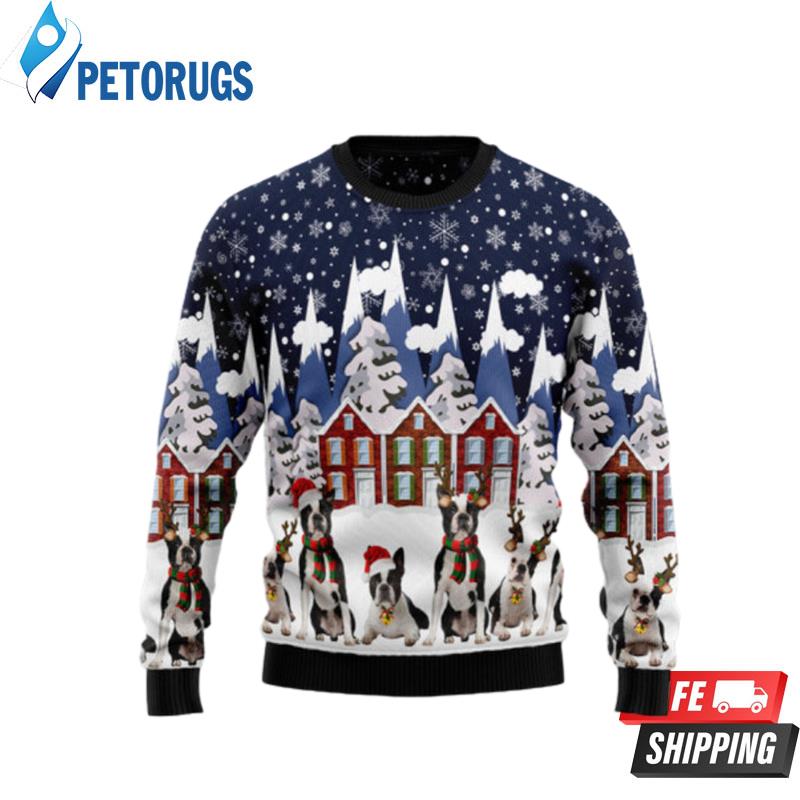 Boston Terrier Family Ugly Christmas Sweaters