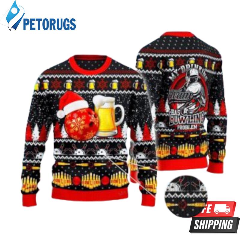 Bowling And Beer Lovers Snowflake Pattern Ugly Christmas Sweaters