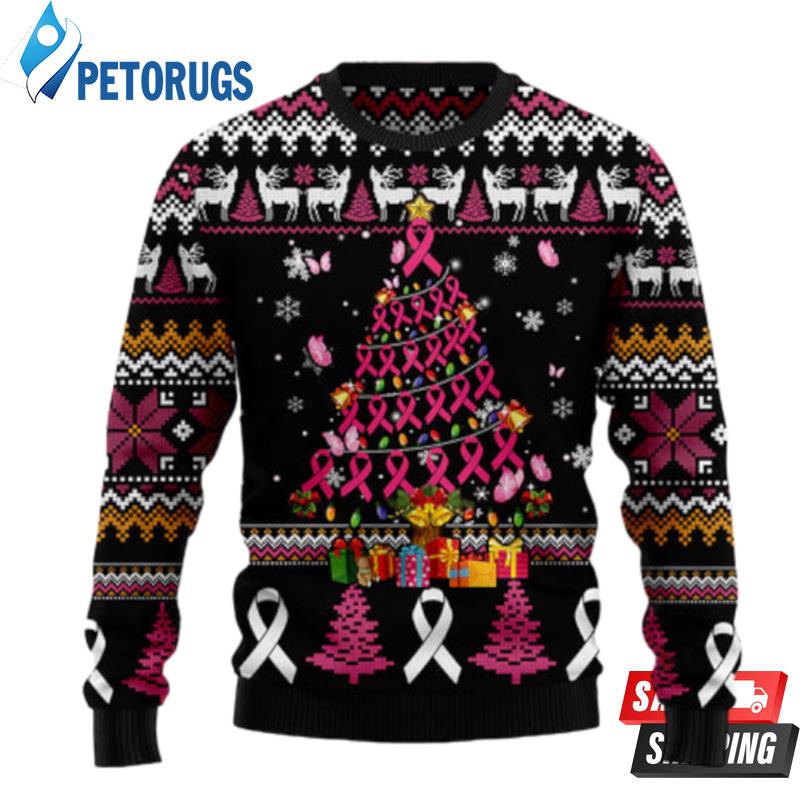 Breast Cancer Awareness Christmas Tree Ugly Christmas Sweaters