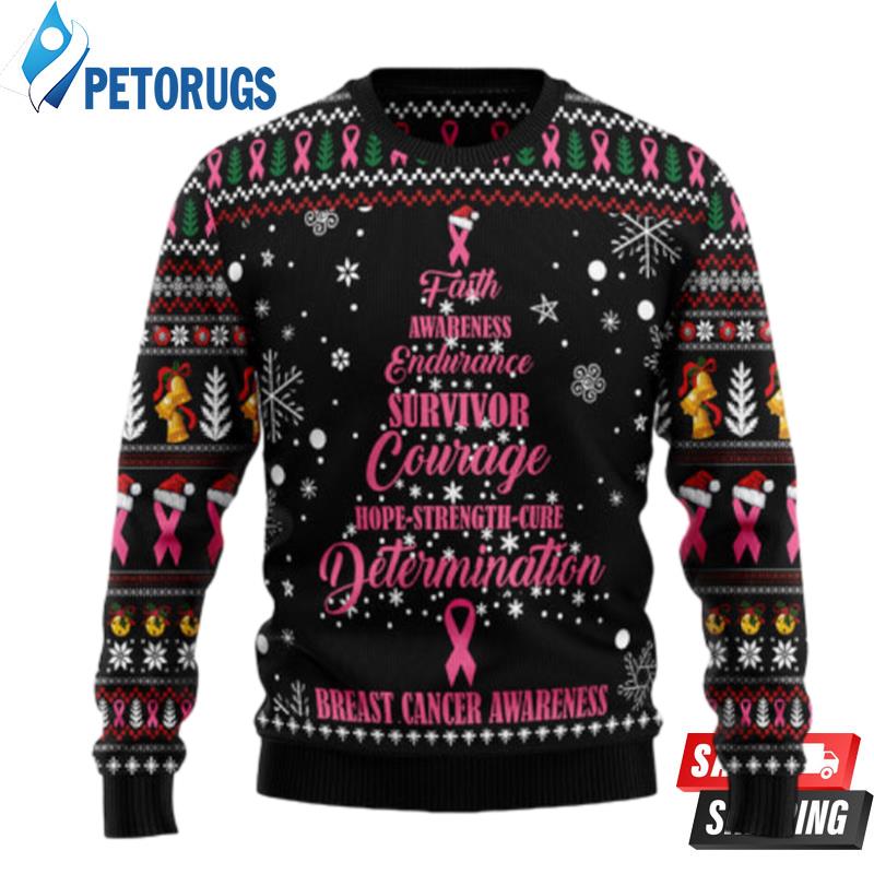 Breast Cancer Christmas Tree Ugly Christmas Sweaters