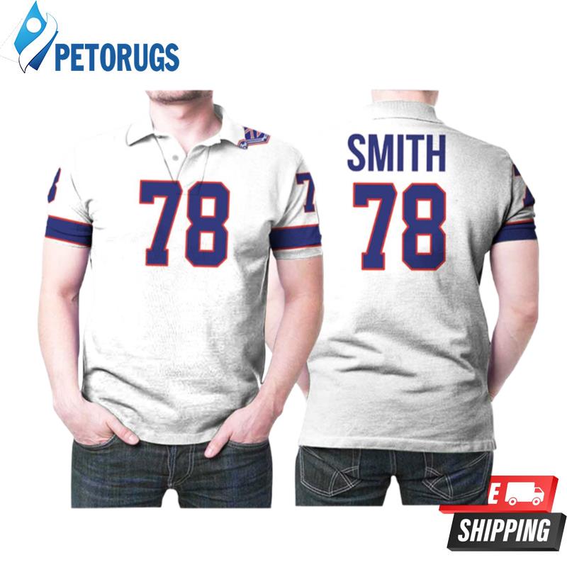 Buffalo Bills Bruce Smith #78 Great Player Nfl American Football Team White Vintage For Bills Fans Polo Shirts