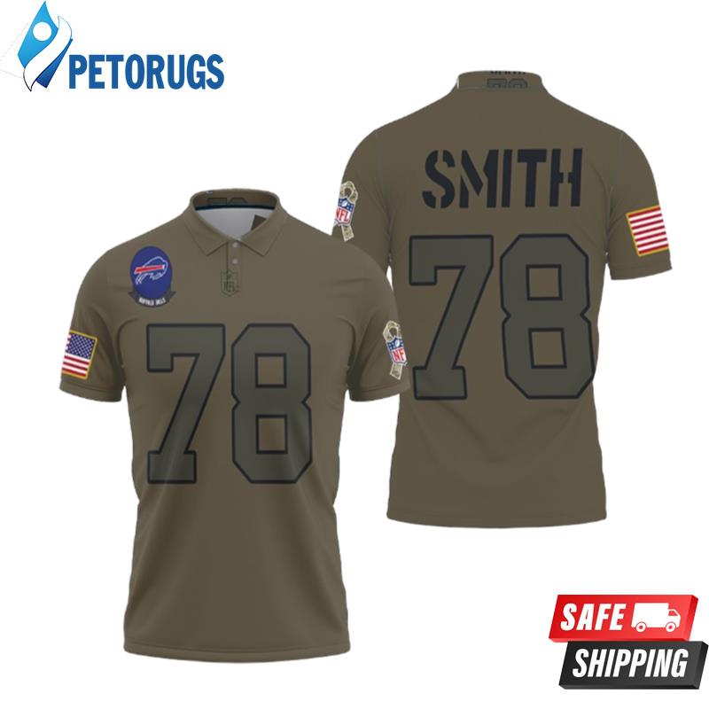 Buffalo Bills Bruce Smith #78 Nfl Great Player Camo 2019 Salute To Service Custom Bills Fans Polo Shirts