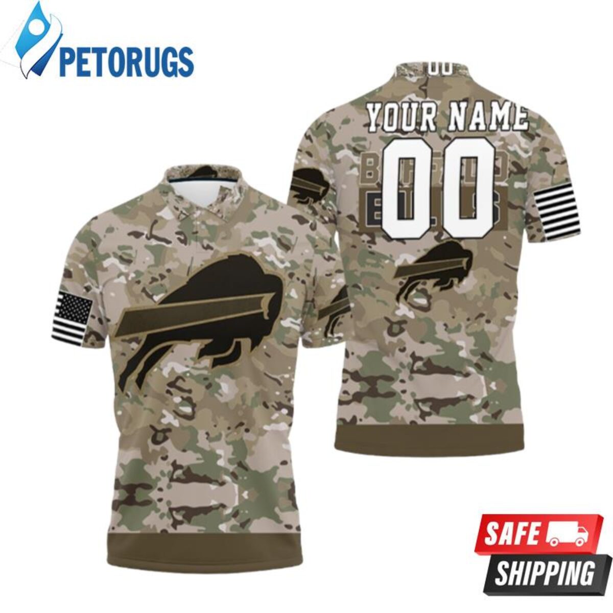 Buffalo Bills Camo Pattern Personalized Polo Shirts