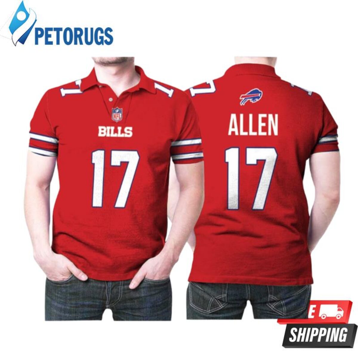 Buffalo Bills Josh Allen #17 Great Player Nfl American Football Red Color  Rush Style Gift For Bills Fans Polo Shirts - Peto Rugs