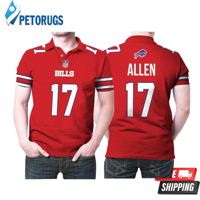 Buffalo Bills Josh Allen #17 Great Player Nfl American Football Red Color Rush Style Gift For Bills Fans Polo Shirts
