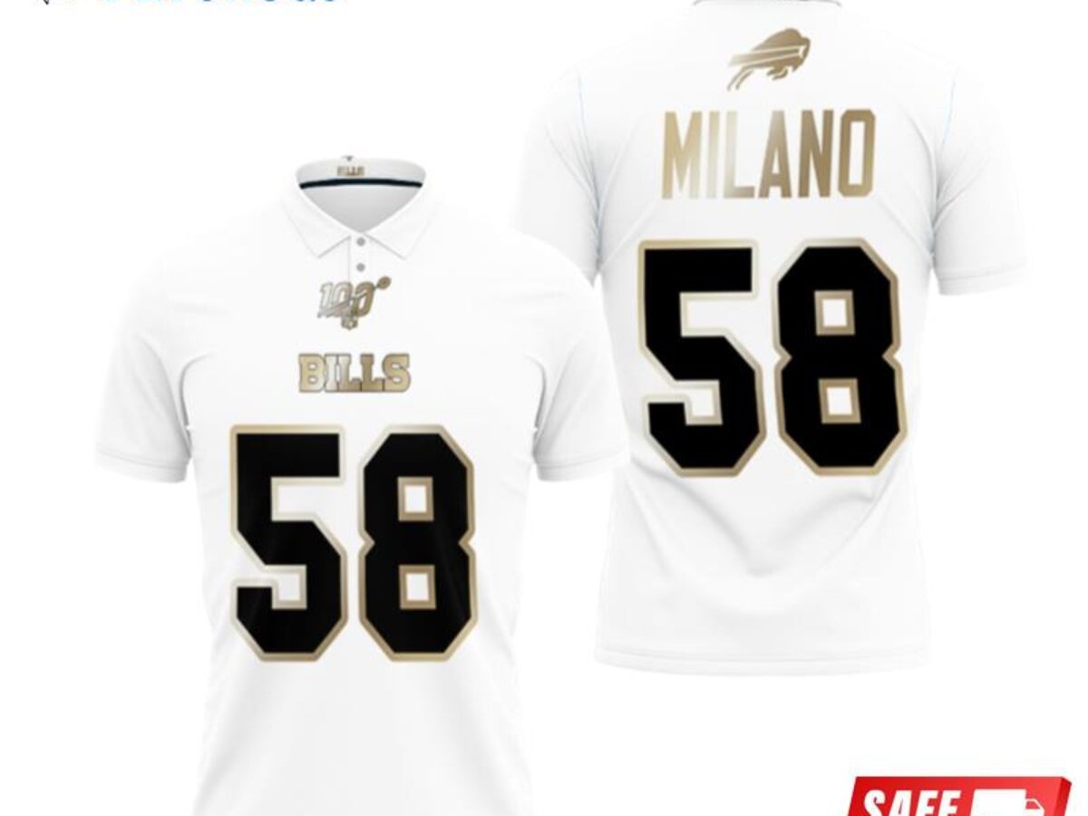 Buffalo Bills Matt Milano #58 Nfl White 100th Season Golden Edition Jersey  Style 3D All Over Print Polo Shirt - Beeteeshop