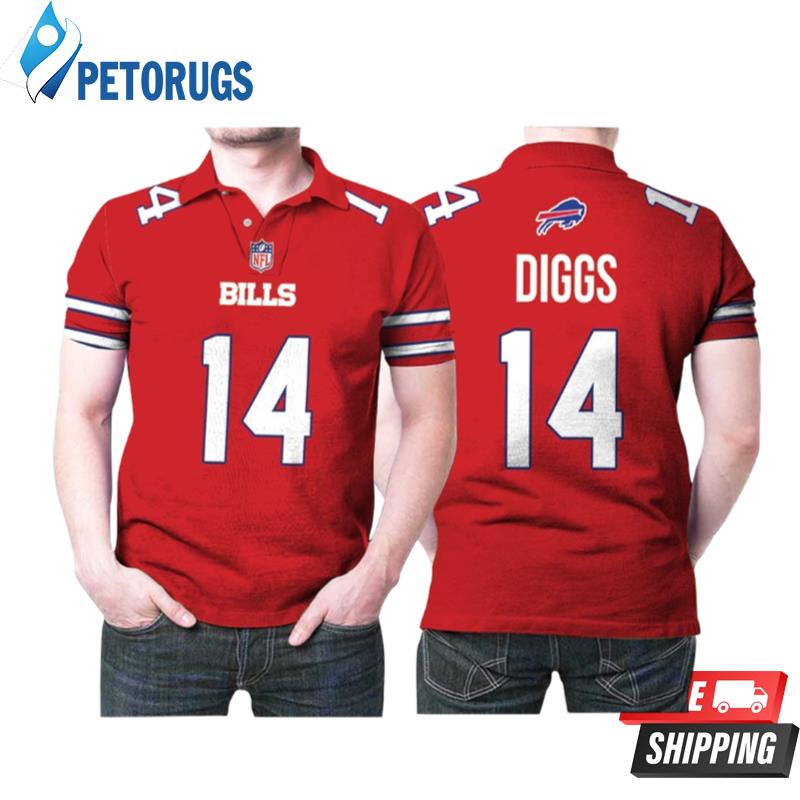 Buffalo Bills Stefon Diggs #14 Great Player Nfl American Football Red Color Rush Style Gift For Bills Fans Polo Shirts