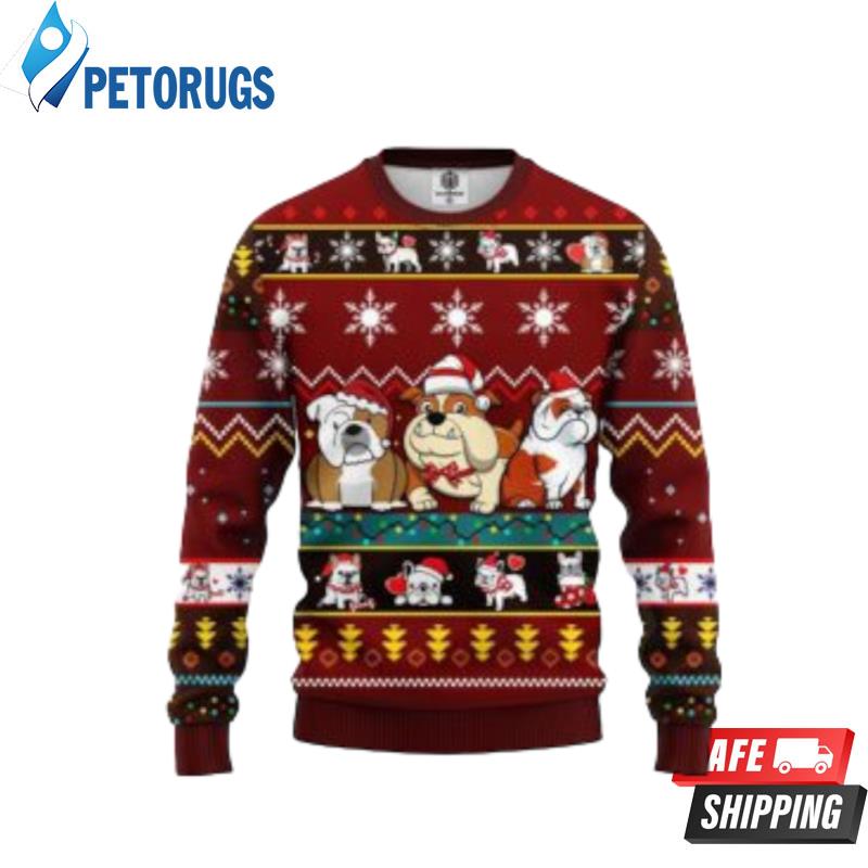 Bull Dog Cartoon Noel Mc Ugly Ugly Christmas Sweaters
